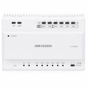 Distribuidor Hikvision DS-KAD7060EY para sistemas de videoportero 2 hilos HD con alimentación de hasta 110 W y hubs en cascada