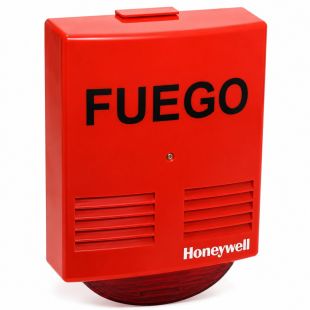 Honeywell HSR-E24 sirena óptico-acústica exterior roja 95 dB IP54 24Vcc para sistemas de incendios.