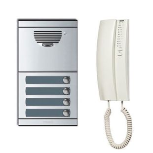 Kit portero automático Tegui Serie 7 4+N para 4 viviendas con placa de calle metálica y telefonillo blanco incluido