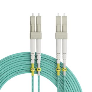 Openetics OM3 Duplex LC/LC Multimode Fiber Optic Patch Cord, 1m, Aquamarine