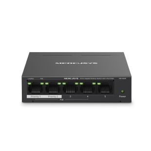 Mercusys MS105GP - Gigabit Desktop Switch with 4 PoE+ ports and Extended Mode