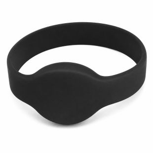 Pulsera de proximidad RFID MIFARE 13.56 MHz OEM MF-BAND-BK de silicona negra para control de accesos