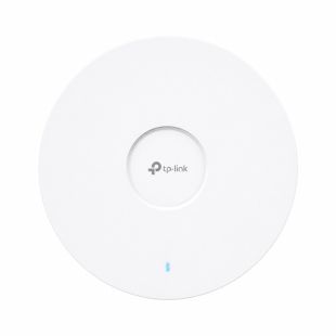 Punto de acceso WiFi 7 TP-Link TL-EAP773 de techo triple banda 9300Mbps con puerto 10 Gigabit y diseño circular blanco