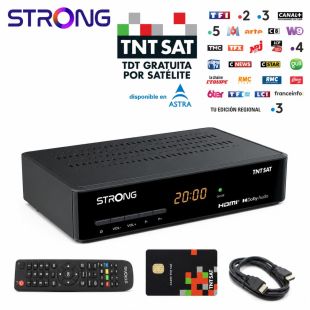Receptor satélite Strong SRT7410 TNTSAT HD con tarjeta incluida para recepción de canales TDT franceses vía satélite Astra