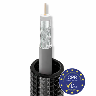 Cable Coaxial  Interior Gris Cu/Al  DCA LSFH  en Tubo Corrugado 20mm en bobina de 125m de Televes