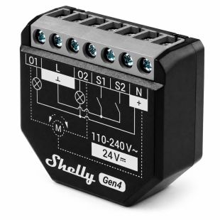 Shelly 2PM Gen4 relé inteligente de 2 canales con WiFi, Bluetooth, Zigbee, Matter y medición de consumo