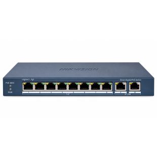 Switch PoE Hikvision Smart Gigabit con 8 puertos PoE y 2 puertos Uplink RJ45