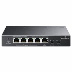 Switch PoE TP-Link TL-SG1005P-PD con 5 puertos Gigabit, entrada PoE++ y 4 salidas PoE+