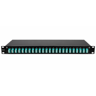 19" 1U Sliding FO Tray with 12 LC/PC OM3 Duplex Ports and 24 Pigtails Televes