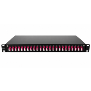 19" 1U Sliding FO Tray with 12 LC/PC OM4 Duplex Ports and 24 Pigtails Televes