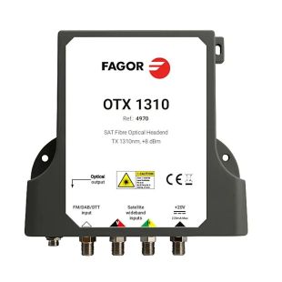 Transmisor óptico FAGOR OTX 1310 para cabecera TV satélite con entrada RF y salida de fibra óptica