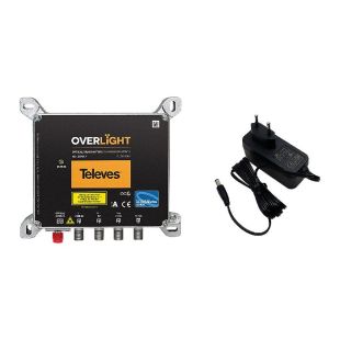 Transmisor óptico Overlight exterior Televes TEL237517 FC/APC de 1530 nm y 9 dBm con fuente de alimentación incluida.