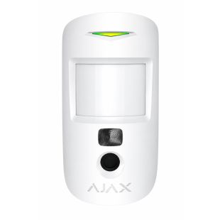 Vista frontal de carcasa blanca Ajax AJ-MOTIONCAM-W-DUMMY para fotodetector MotionCam
