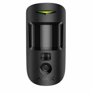 Vista frontal de carcasa negra Ajax AJ-MOTIONCAM-B-DUMMY para fotodetector MotionCam