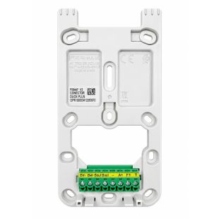 Vista trasera del conector Fermax DUOX PLUS 9447 para monitor VEO XL, con regleta de conexiones y terminales de instalación.