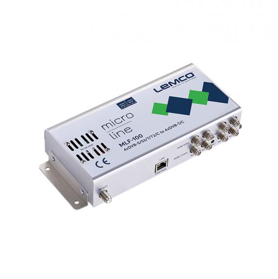 Lemco MLF-100 transmodulator (4 DVB-S/S2/T/T2/C to 4 DVB-T/C)