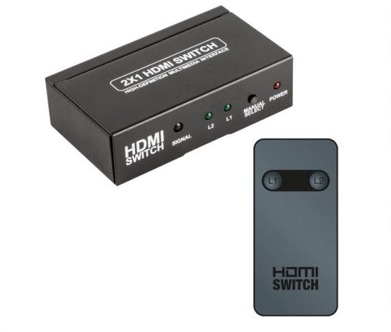 HDMI selector 2 inputs 1 output with remote control