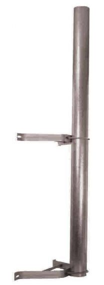 Soporte para pared-vertical  de 70 mm de diámetro y 150 cm de alto con argollas incluidas para la fijación, material de acero y ideal para antenas 135cm