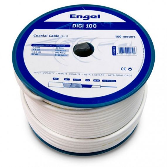 Cable Coaxial Cu/Cu DIGI-100 Interior PVC Blanco (100m)