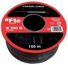 Cable Coaxial K290 RG6 Bobina de 100 metros Negro FTE