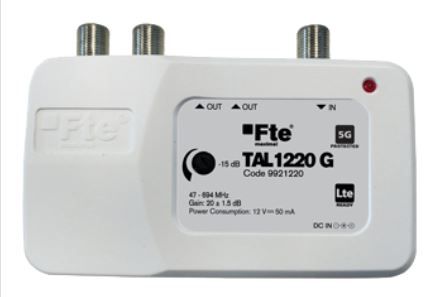 Amplificador Interior de Vivienda 2 Salidas VHF/UHF 20dB Conector F
