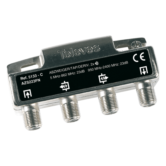 Tap F connector 2 outputs (23 dB) 