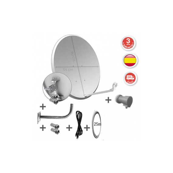 60cm Dish , Support, Universal LNB, PP-30, Cable and Connectors Kit