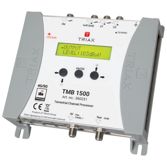 Programmable Central with 4 FM/DAB-VHF/2xUHF Inputs 60dB Triax 