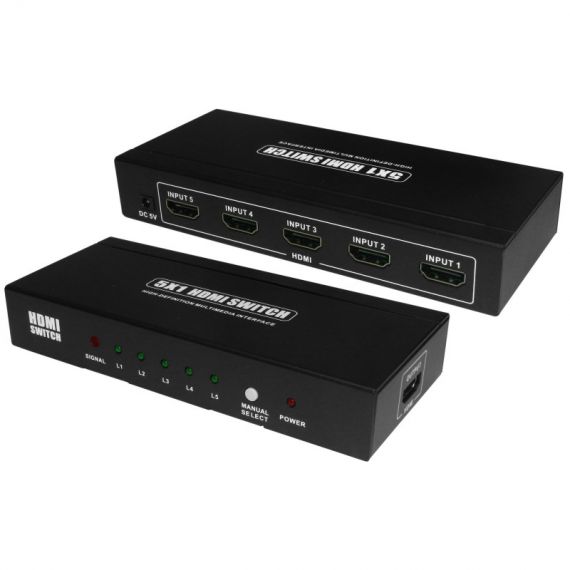 LU625D HDMI switch 5 inputs 1 output with remote control